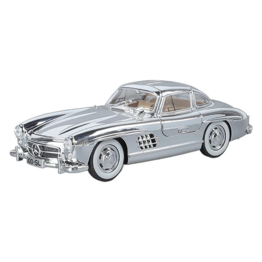 

1/24 Benzs 300SL литая модель автомобиля металл классика гальванопокрытие транспортные средства моделирование модель автомобиля звук и свет детские подарки серебряный