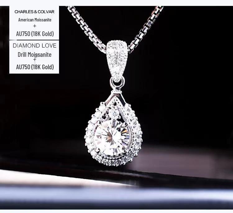 Moissanite Smile Pendant Necklace - Diamond Clavicle Chain, Passes Tester, Valentine's Day Gift for Girlfriend