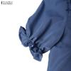 ZANZEA Abito Casual da Donna Girocollo Tinta Unita Largo Manica Corta