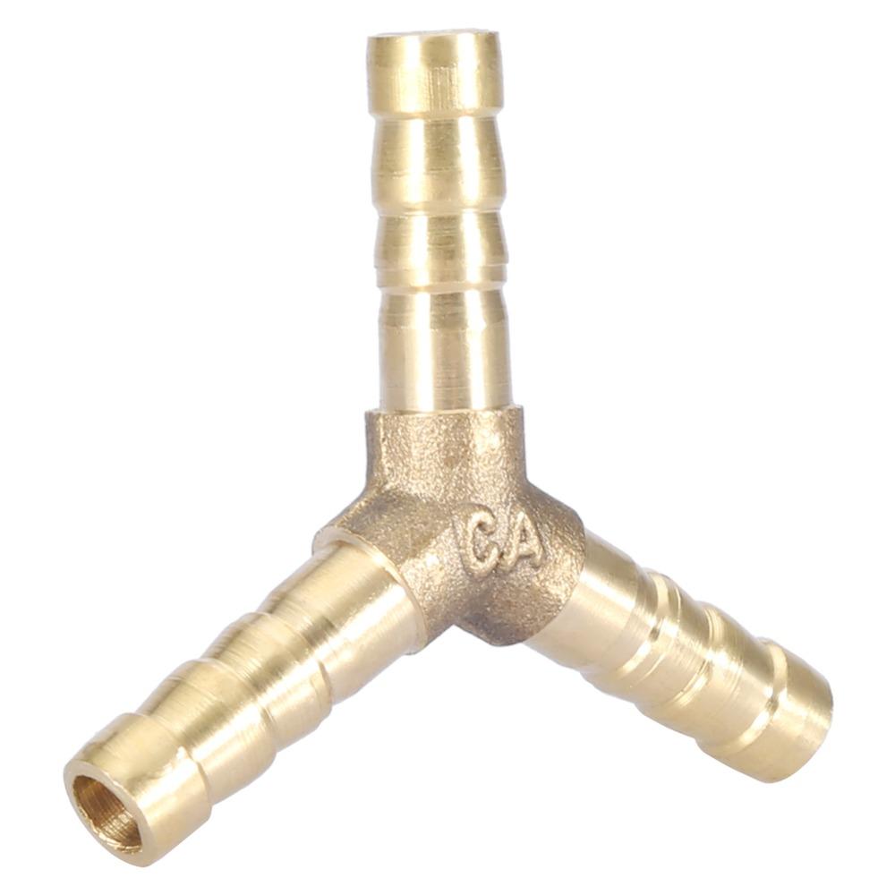 4pcs Union Adapter 3-Way Barbed Fitting Brass Material Y Shaped Fitting Fluid Transfer
