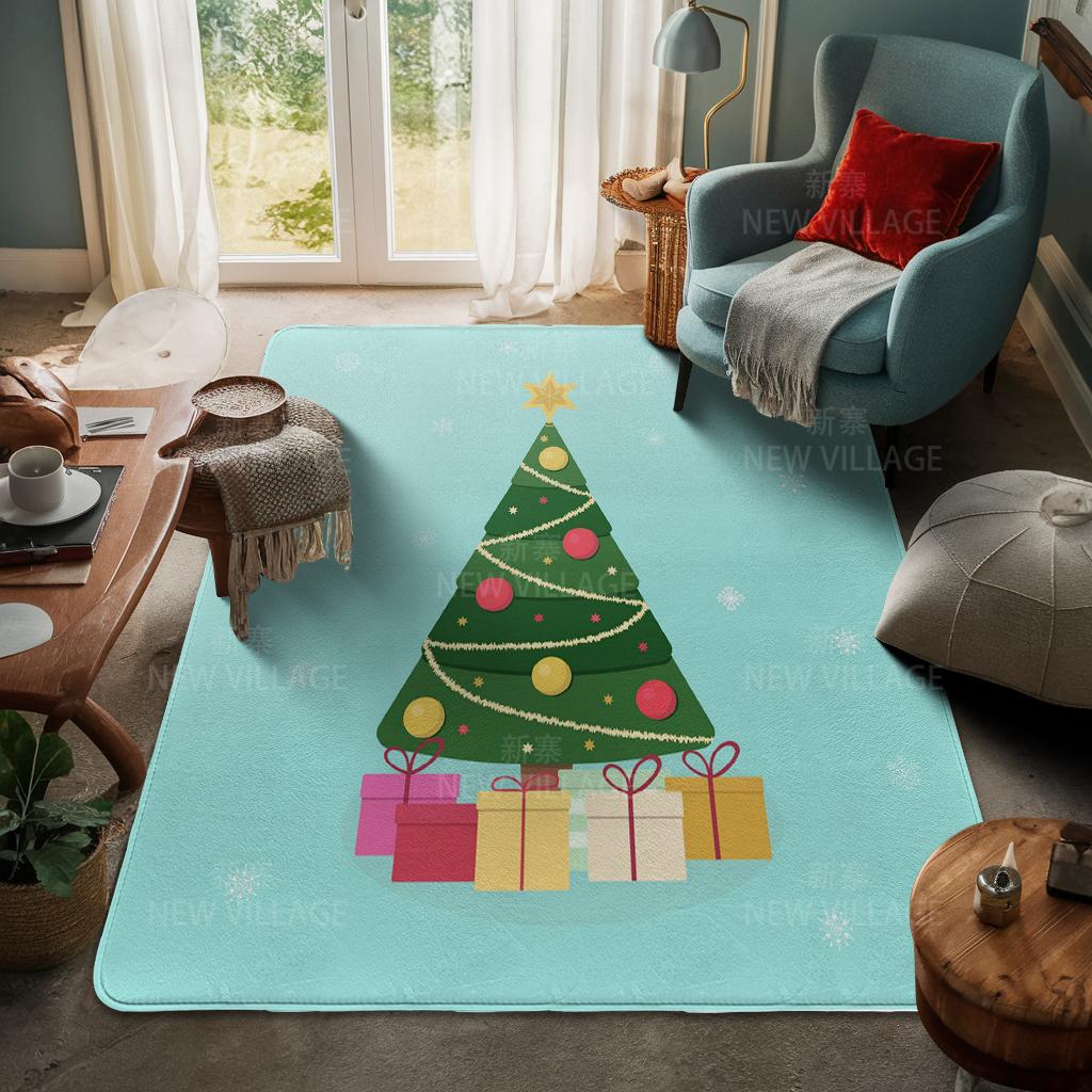 House Entrance Carpet Home Door Mat Living Room Bath Foot Bathroom Non-slip Water Absorption Rugs Bath Merry Christmas Winter