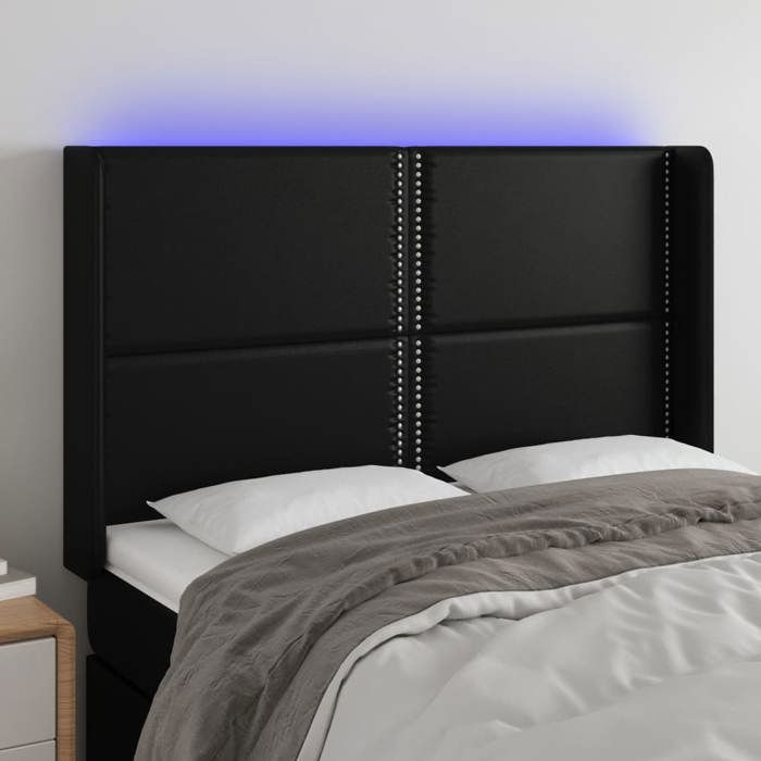 VidaXL LED Headboard Bedroom Furniture Double Bed Accessory Head of Bed Frame Interior Black 3123998