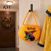 Reusable Trick or Treat Bag Halloween Pumpkin Candy Bag, Cartoon Velvet Plush Tote for Cute Holiday Gift Bags Kids, Handbag, Party Favor Decor