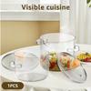 Oală de gătit din sticlă Transparentă Sticlă borosilicată Oală de fiert cu capac și cioc Rezistentă la căldură Oală pentru aragaz Oală de supă pentru bucătărie