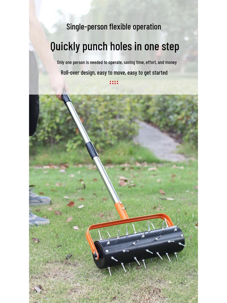 New Rolling Lawn Aerator Oxygenator & Soil Cultivator Tool