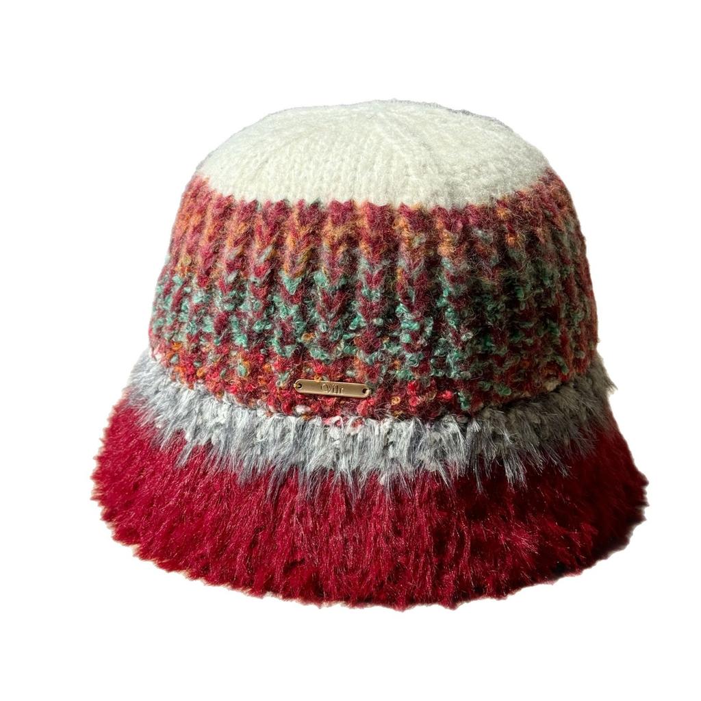 New Dopamine Color Matching Basin Hat for Women In Autumn and Winter Warm Ear Protection Fisherman Hat Plush Hat Wool Bucket Hat Woven Trendy