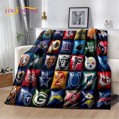 Manta Suave de Franela 3D de Equipo de Fútbol Americano y Rugby para Camas Dormitorio Sofá Picnic, Manta de Tiro para Cubrir Exteriores Ocio Regalo