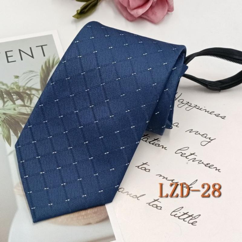 Men's Formal Business Tie with 8cm Zipper, Striped Black Tie, No Knotting Required.