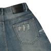Herren Damen Used gewaschene Jeansshorts mittellang gerader Schnitt Streetwear Freizeit Hosen