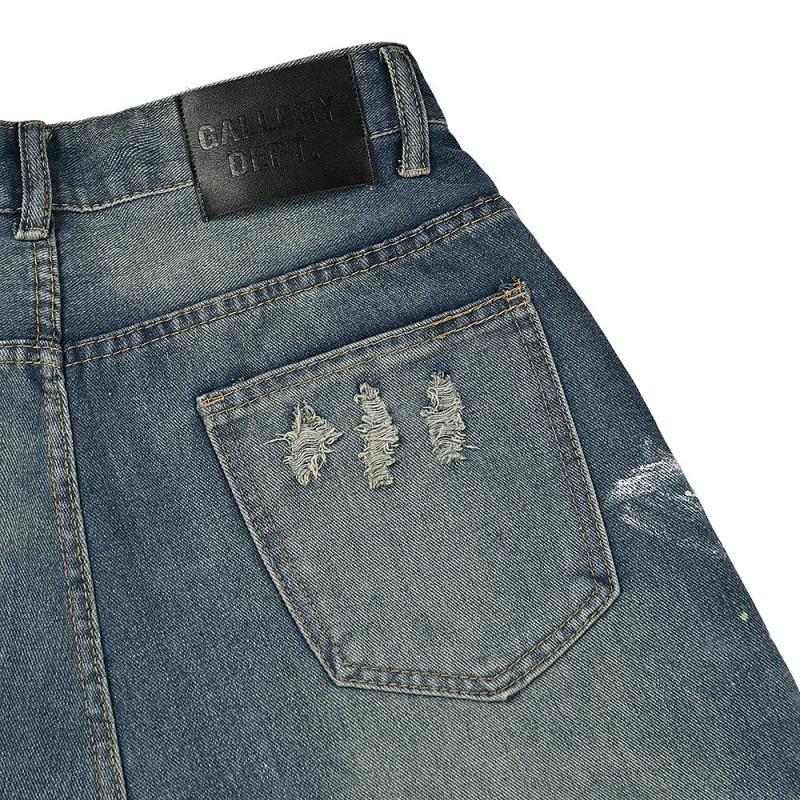 Herren Damen Used gewaschene Jeansshorts mittellang gerader Schnitt Streetwear Freizeit Hosen