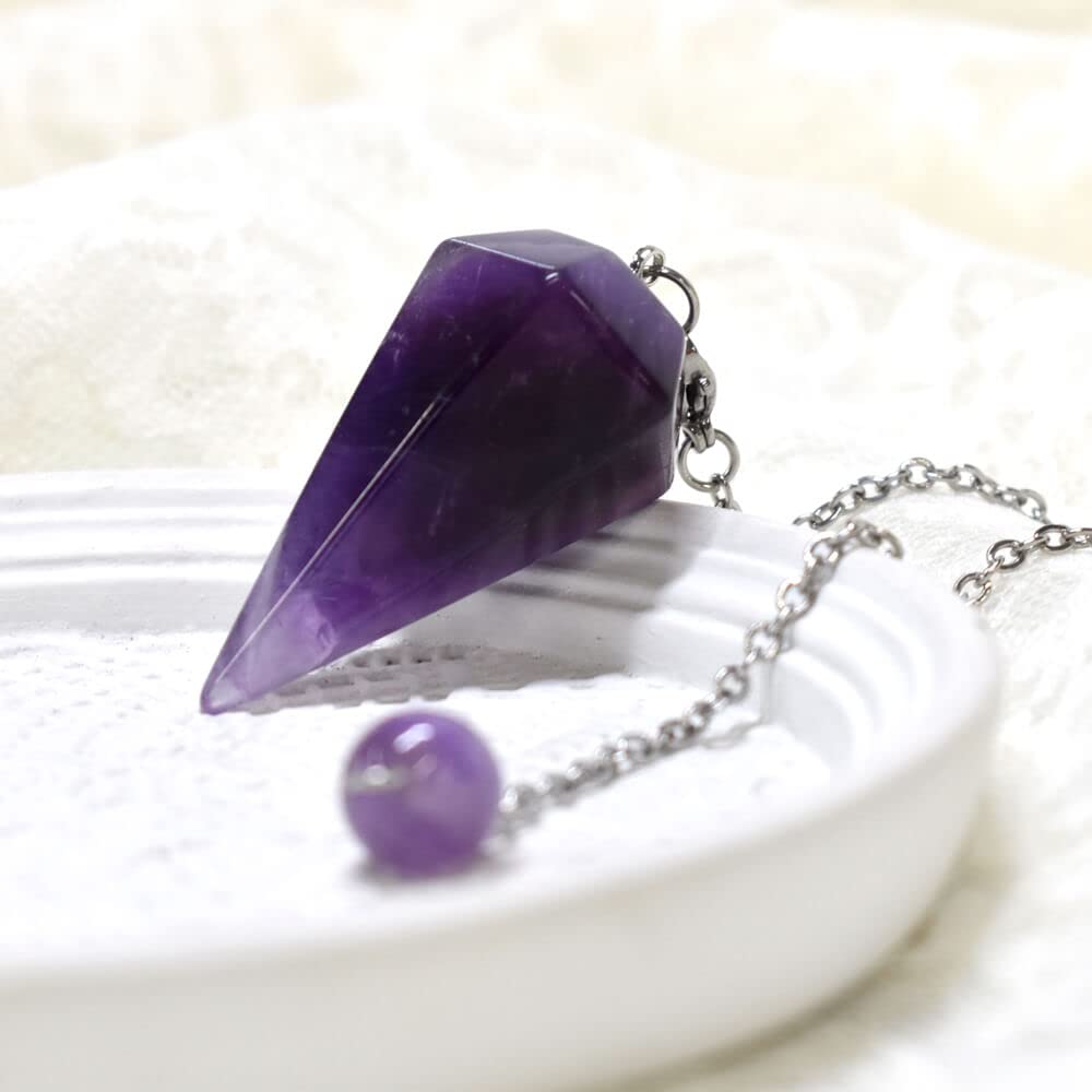 Loveril Pendulum for Feng Shui Fortune Natural Power Healing Chawla Hexagonal with Natural Stone Charm Chain Dowsing, Telling, Stone, Stone, Stone,