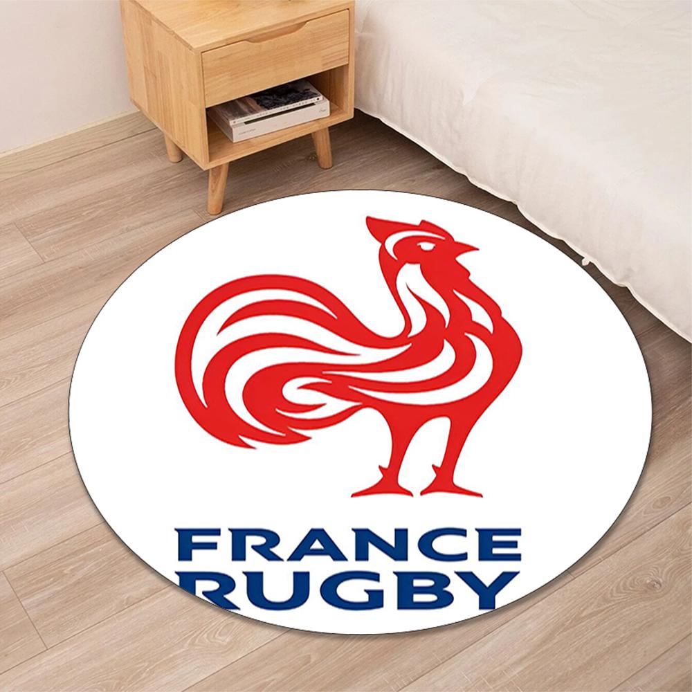France Rugby Printed Round Rug Carpet Chair Rug Area Rug Entryway Doormats,for Office Chair Living Room Bedroom Kitchen Room.