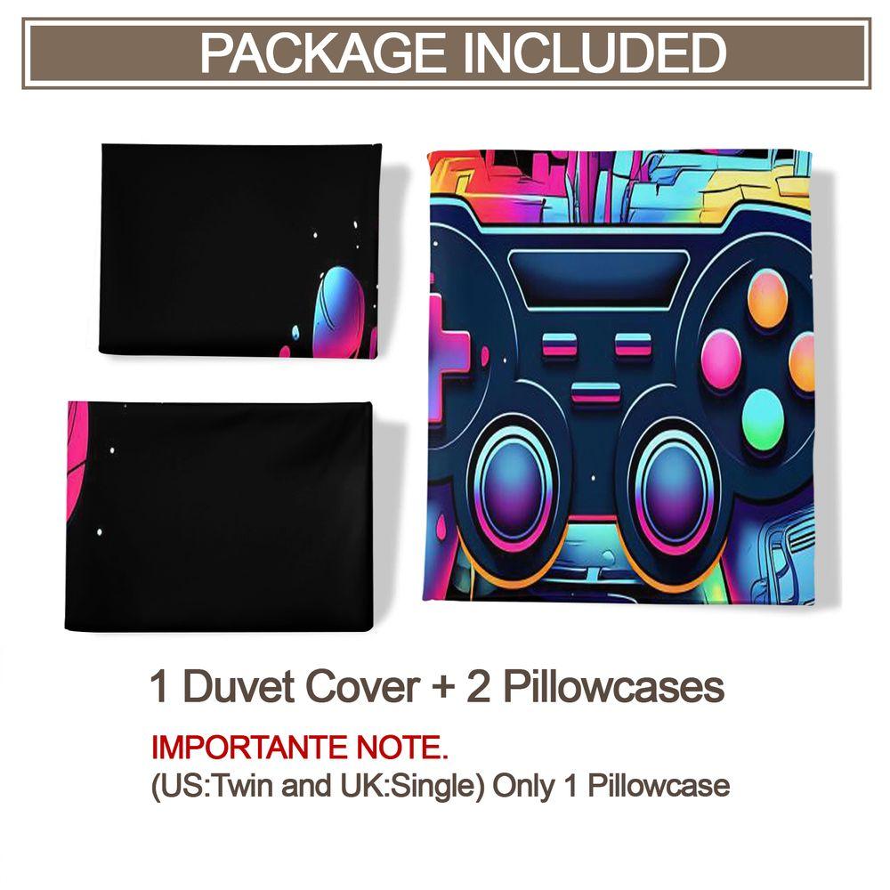 Gaming Controller Duvet Cover Set Colorful Digital Print Bedding Set Soft Microfiber Bed Cover For Teen Bedroom Home Decor