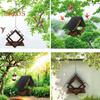 Birds Feeders Outdoor Hanging Wooden Birds Feeder with Weatherproof Metal Roof Wildbird Feeder House for Garden Courtyard Decor