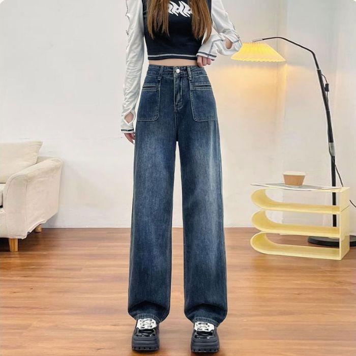 

Женские джинсы с высокой талией в стиле ретро прямого кроя для высоких девушек - Коллекция Осень 2025 Extra Extra Large