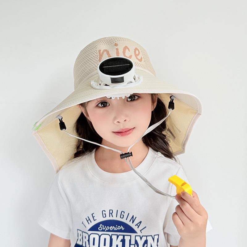 Children's Fan Hat Solar Charging Summer Sun Protection Sun Hat Girl Girl Shawl Hat Outdoor Sun Hat