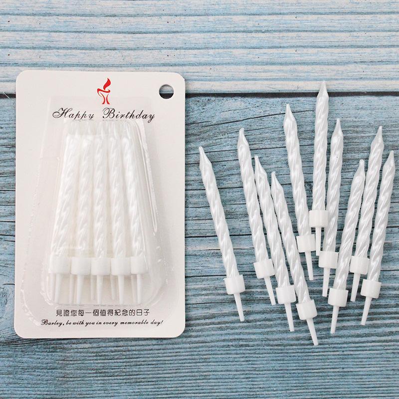 

Новый продукт Набор из 10 нитевидных свечей для торта на день рождения Белые Розовые На картоне Перламутровые Спиральные Романтические свечи для вечеринки Pink - 10 pearlescent threaded candles