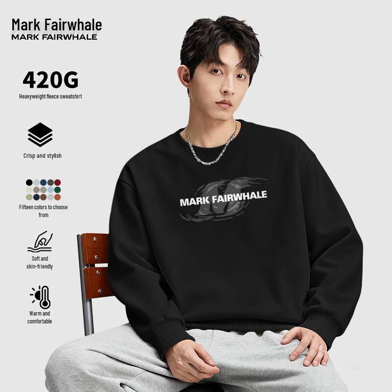 

Mark Fairwhale Men s Loose Fit Fleece Lined Graphic Crewneck Sweatshirt L