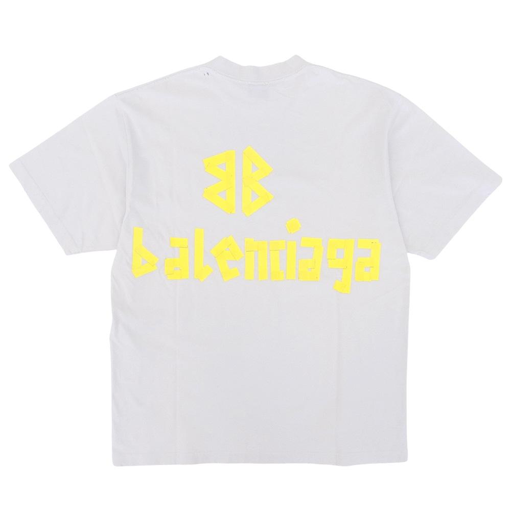 Balenciaga Ausgezeichneter Zustand T-Shirt zum Kleben, Herren, weiß, Größe S, 739784, 23 Edelstahl-Tops S weiß Gebraucht