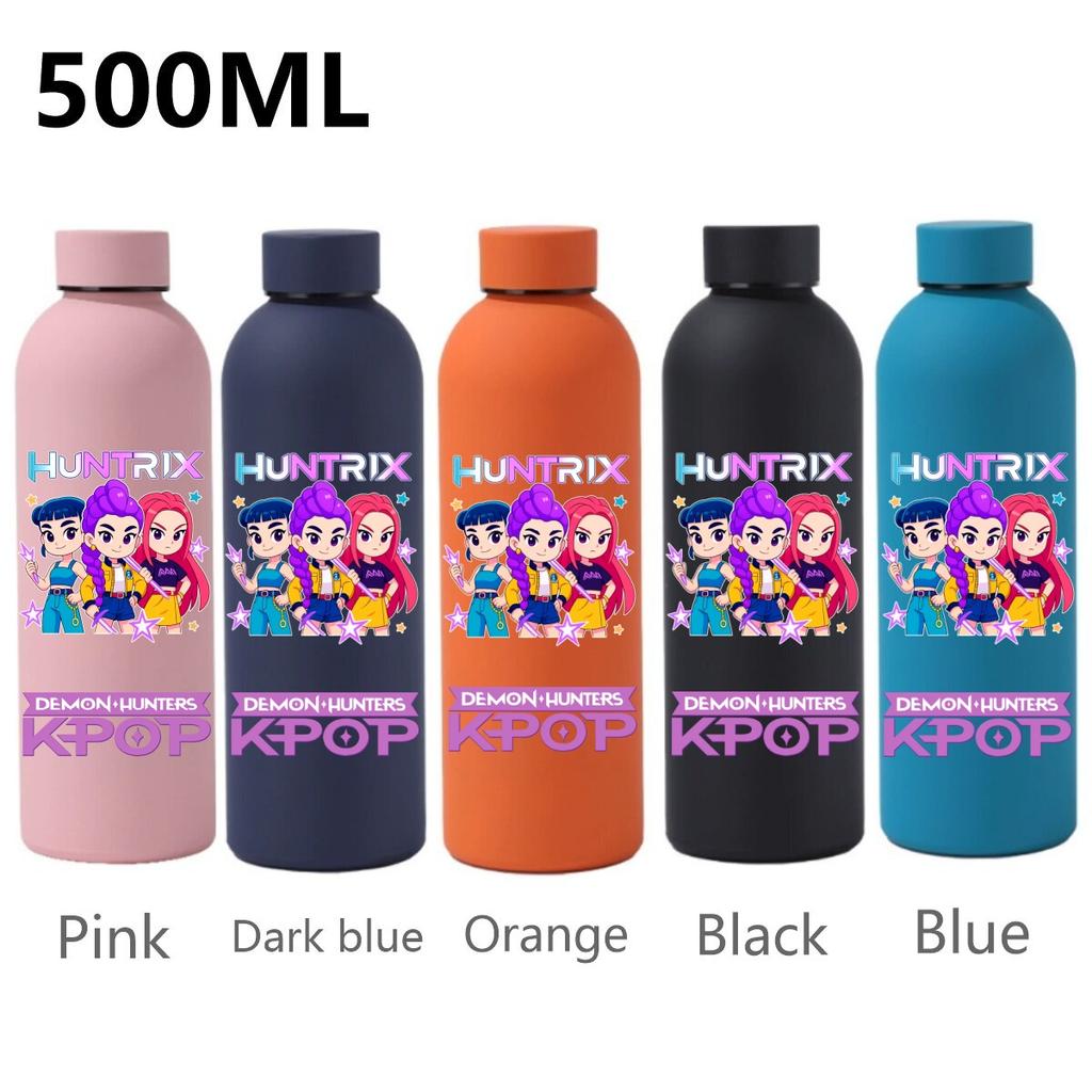 500ML KPop Dämonenjäger Cartoon Druck Sport Auslaufsicher Hohe Qualität Edelstahl Isoliert Wasserbecher Geburtstag Geburtstag Hohe Qualität Geschenke
