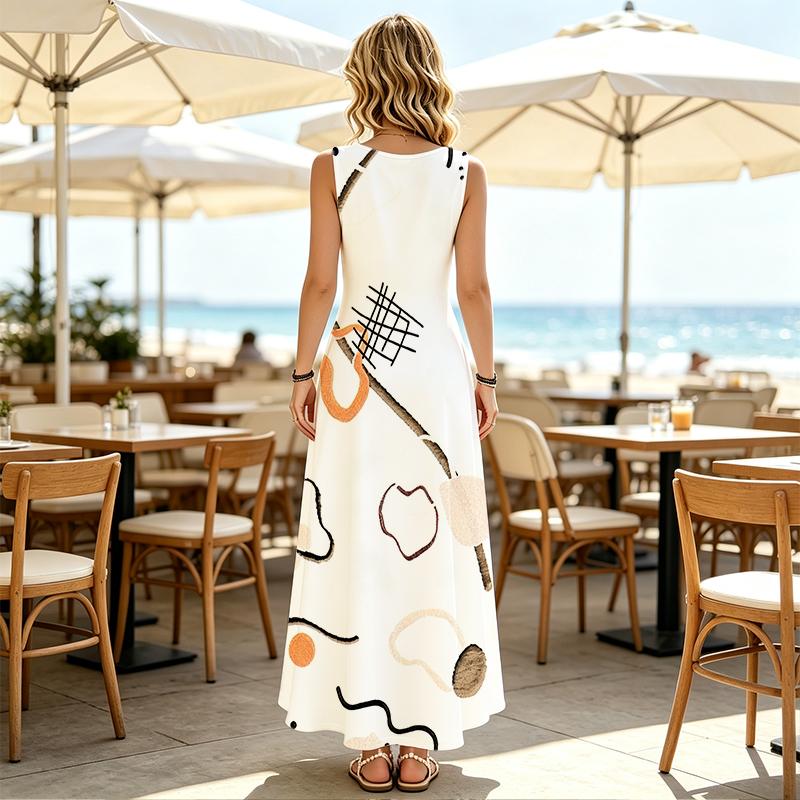 Women's Long Sleeveless Tank Dress,Beach Vacation Summer Outfit,Loose Fit Soft Fabric,Fashionable & Versatile for Daily Casual Wear