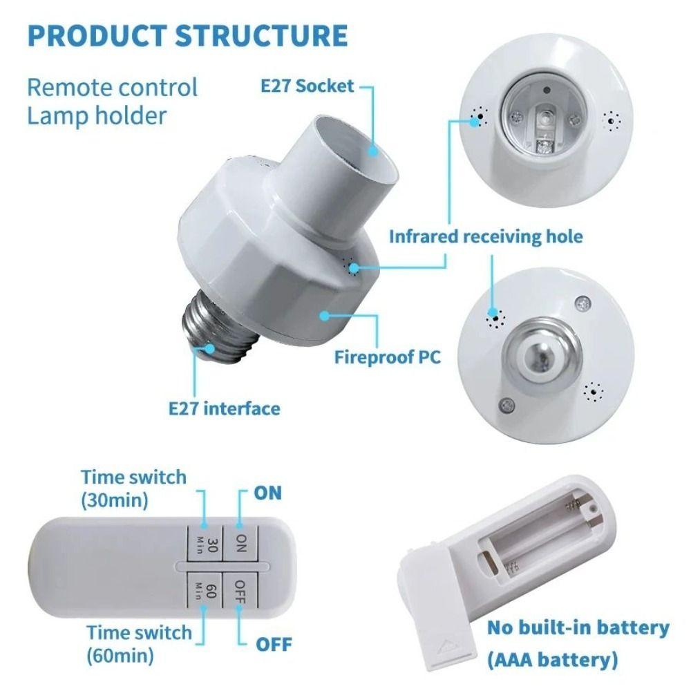 Wireless Remote Control Smart Timer Switch AC85-265V LED Lamp Base E27 Light Bulb Base  Room