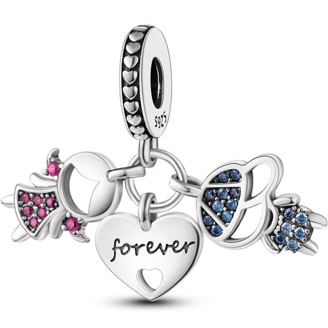 925 Silver Heart Silver Series Pendant Charm Beads Fit Original Bracelet Necklace For Women Diy Making Jewelry Gift