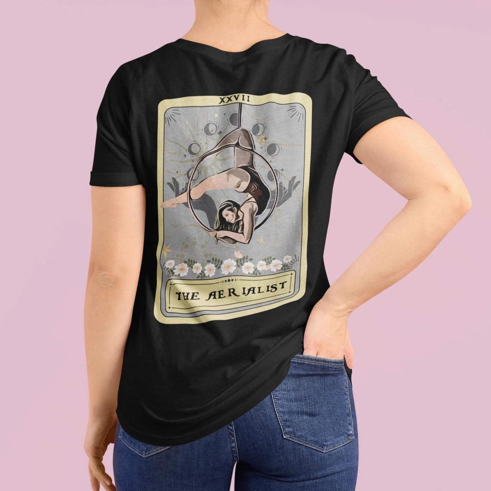 Aerialist Tarot Card T-Shirt - Aerial Hoop Dancer Gift with Back Print 3XL