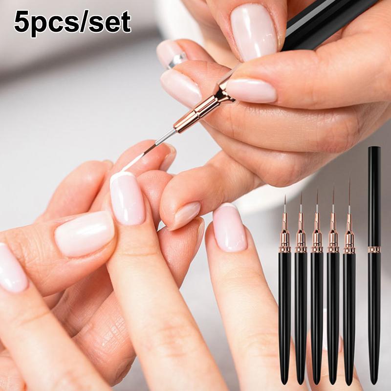 5 Stk./Set Professioneller Nail Art Liner Pinsel für Linienmalerei Design, Gel Liner Nail Art Pinsel für Nägel 7/9/11/15/20 mm