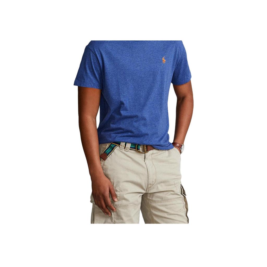 Polo Ralph Lauren SS23 Solid Logo Embroidered Casual Crew Neck Short Sleeve T-Shirt Men Tops Blue 710610667-100