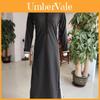 Elegant British Style Long Dress With Button Collar For Casual Office Wear