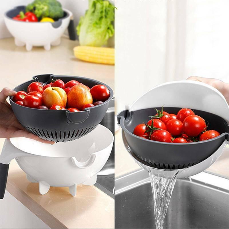 9 In 1 Household Multifunction Rotate The Vegetable Cutter Slicer Creative Kitchen Basket Tools