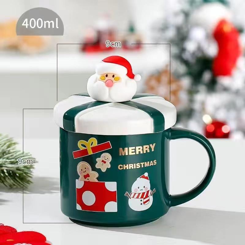Christmas Gift Ceramic Coffee Cup Porcelain Tree Elk Snowman Couple Cup Home Breakfast Dessert Oatmeal Mug Office Mug Decoration