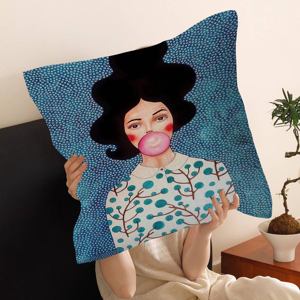 Fashion Abstract Girl Pillow Cover Design cushion Cover decor Holiday Decorati
