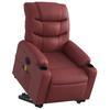 Electric Massage Recliner with Rising Function Burgundy Artificial Leather