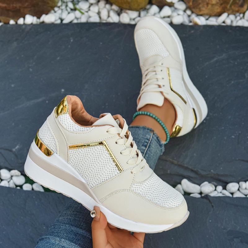 European and American large-size sports and leisure autumn new thick-soled wedge heel casual shoes lace-up sports shoes