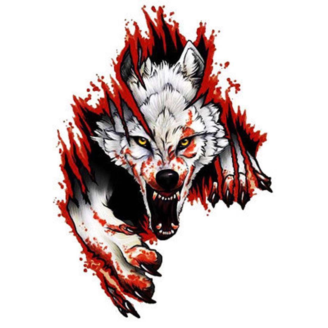 Sticker Angry Wolf Car Sticker Waterproof Motorcycle Helmet Sticker Marks Headlight Decal Left-11&15cm