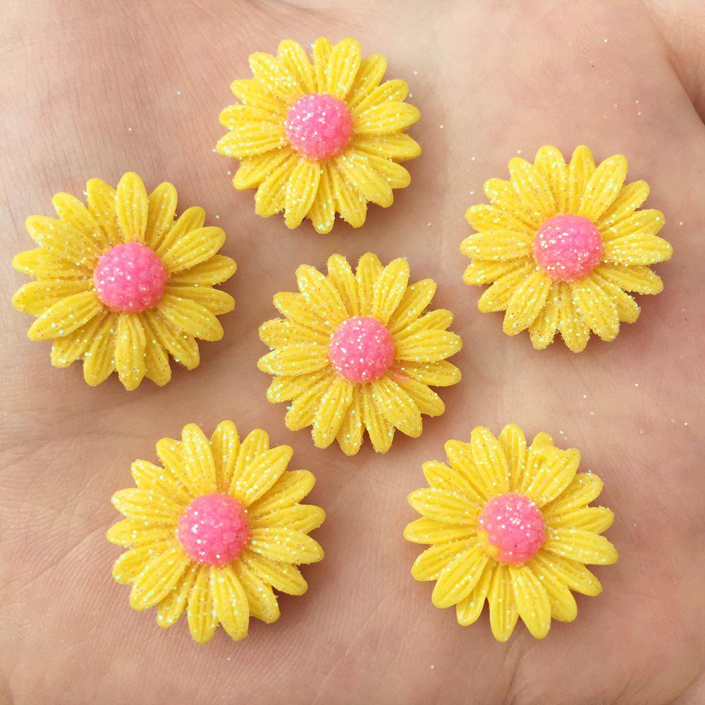 

Flatback Rhinestone Набор цветов из смолы для декора, рукоделия, скрапбукинга. 20 мм, 20 штук жёлтый