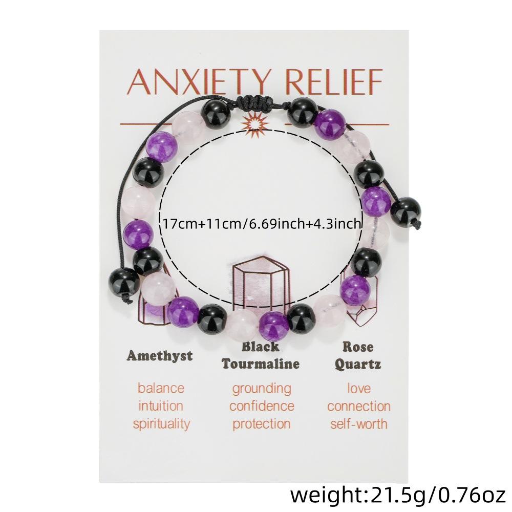 Natural Stone Woven Hand Rope Combination, Colorful Versatile Adjustable Handmade Crystal Beaded Bracelet