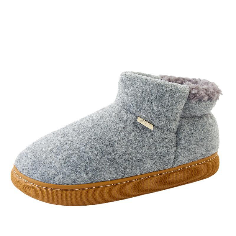 Men's High Heel Wool and Cotton Slippers: Warm, Non-Slip, Velvet Lined for Autumn & Winter