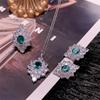 Exquisite Emerald Gemstone Three-Piece Set: Ring, Earrings, Necklace - Women's Elegant Retro Banquet Style