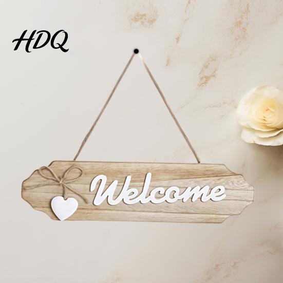 Weatherproof Entrance Sign Front Door Welcome Sign Pastoral Style Wall Decoration Rustic Wooden Housewarming Gifts for New Home Hanging Ornament