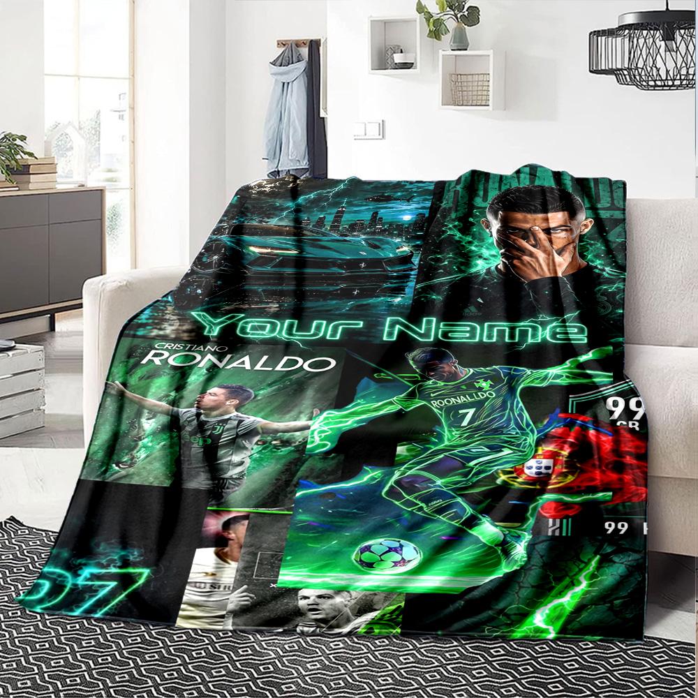 Cristiano Ronaldo (73) Personalized Name Blanket Gift Personalized Blanket Ultra-Soft Perfect for Seaside Bed Livingroom Office Chair for All Occasion