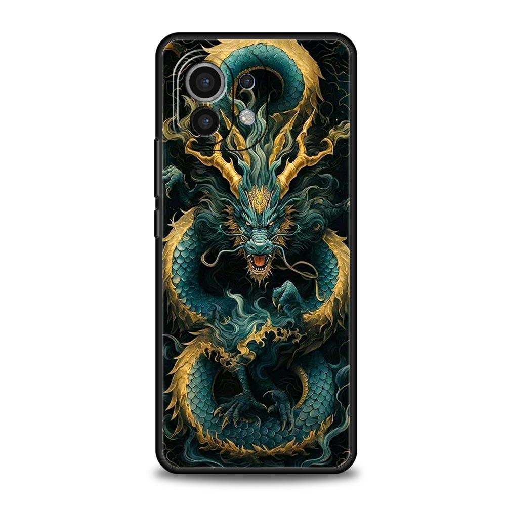 Chinoiserie Loong Flower Dragon Phone Case Cover for Xiaomi Mi 17 15 14 13 12 11 Ultra 15T 14T 13T 12T 11T Pro Lite 5G Soft TPU