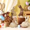 4/5 Piece Printed Easter Wooden Rabbit Ornament With Bowknot Standing Bunny Ornament  Shop