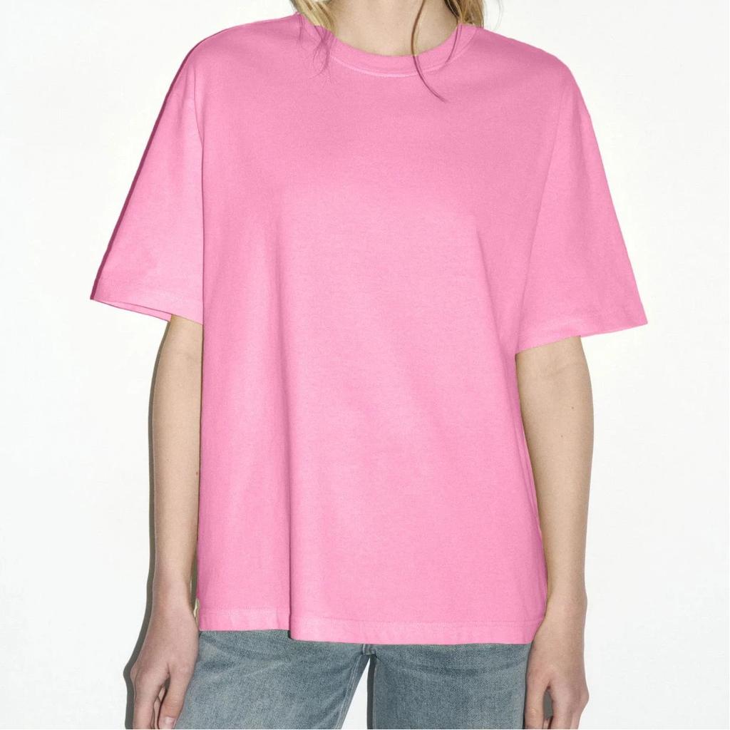 100% Cotton Round Neck Solid Color T-shirt Women's Short Sleeved Top