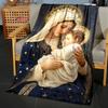 3D Panna Maria Modlící se Křesťanský Bůh Flanelová Umělecká Deka Přehoz na Pohovku Postel Kancelář Čtyři Roční Období Měkká Nadýchaná Prošívaná Deka Flanelový Přehoz