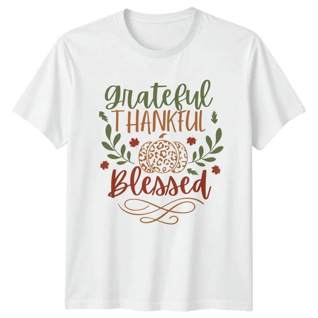 Grateful Thankful Blessed Autumn Leopard T-Shirt Autumn Thanksgiving Lifestyle