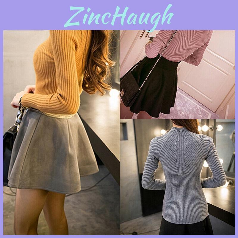 Elegant Women's Long Sleeve Knitted Sweater Turtleneck Jumper Slim Fit Pullover