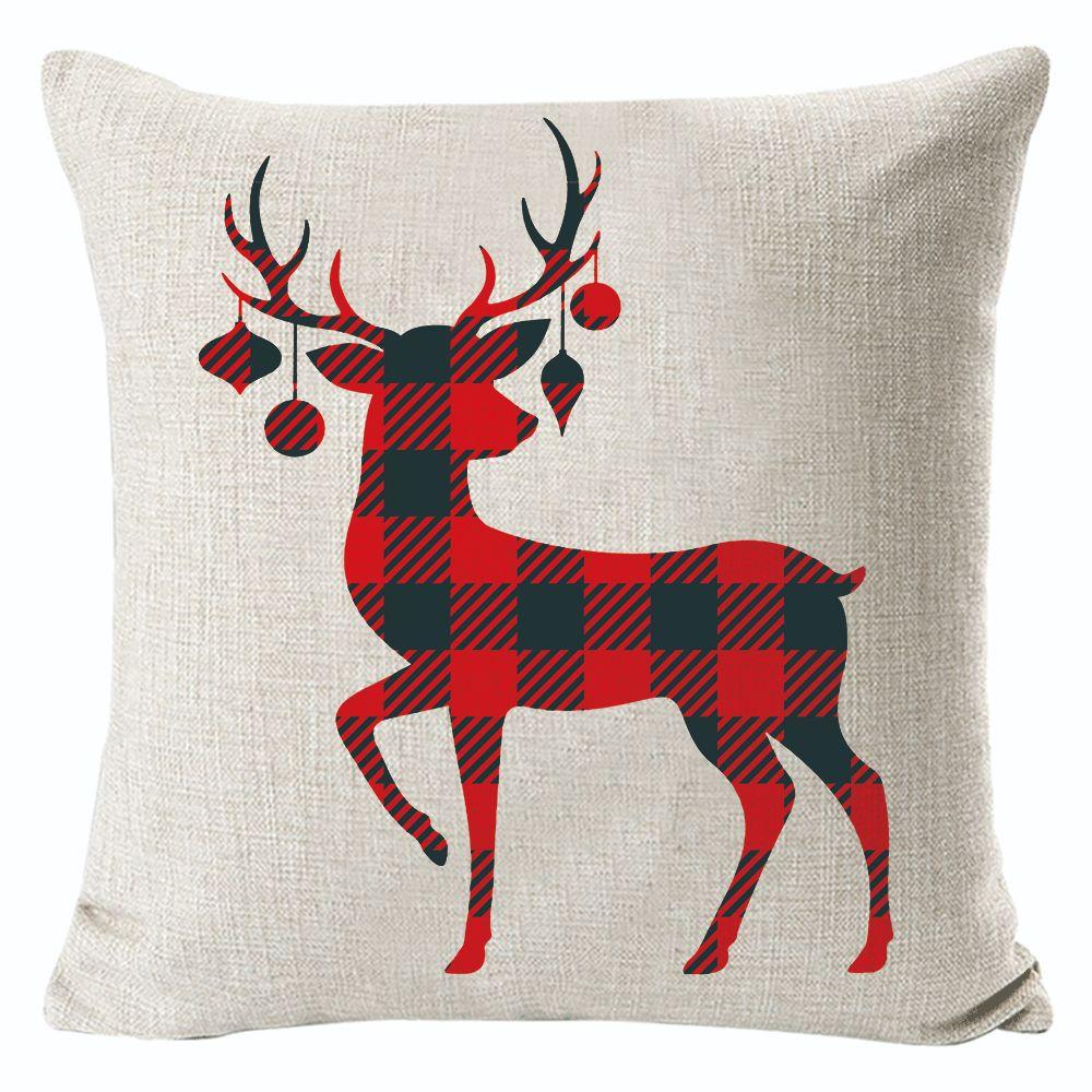 New Christmas Linen Pillow Cover Simple Sofa Pillow Home Printed Cushion Cover